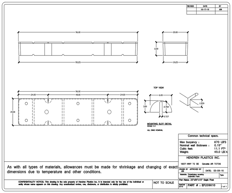 Load image into Gallery viewer, 20&quot; x 96&quot; x 10&quot; Dock Float
