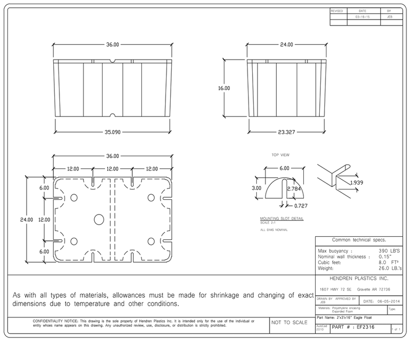 Load image into Gallery viewer, 2&#39; x 3&#39; x 16&quot; Dock Float
