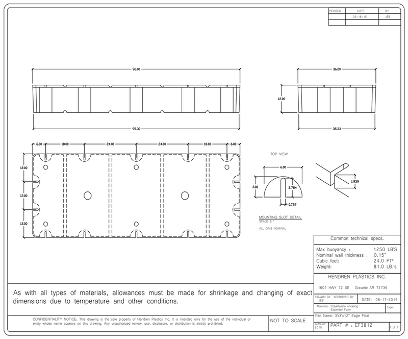 Load image into Gallery viewer, 3' x 8' x 12" Dock Float