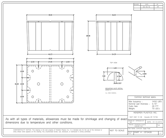 3' x 4' x 28" Dock Float