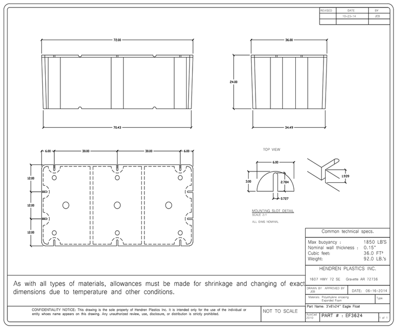 Load image into Gallery viewer, 3' x 6' x 24" Dock Float
