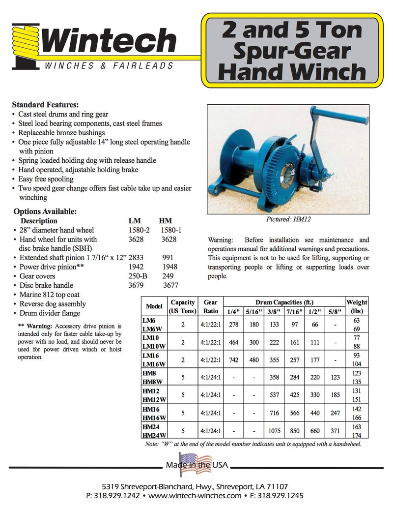 Load image into Gallery viewer, Wintech HM-16 5 Ton Handheld Winch