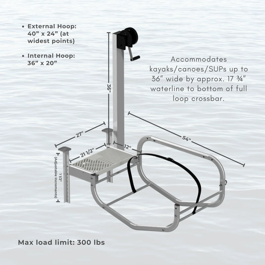 LakeEze Stow & Go with Winch (Frame + Glow Step) - Mill Finish