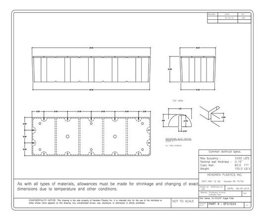 3' x 10' x 24" Dock Float