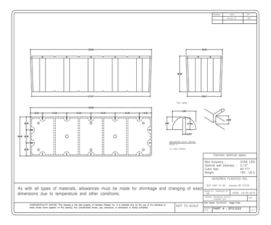 3' x 10' x 32" Dock Float