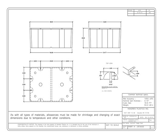 3' x 4' x 20" Dock Floats