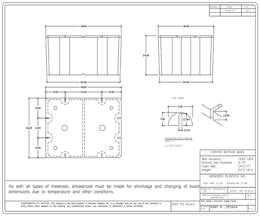 3' x 4' x 24" Dock Float