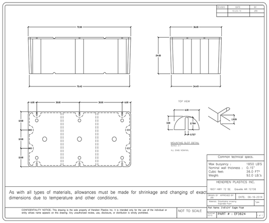 3' x 6' x 24" Dock Float