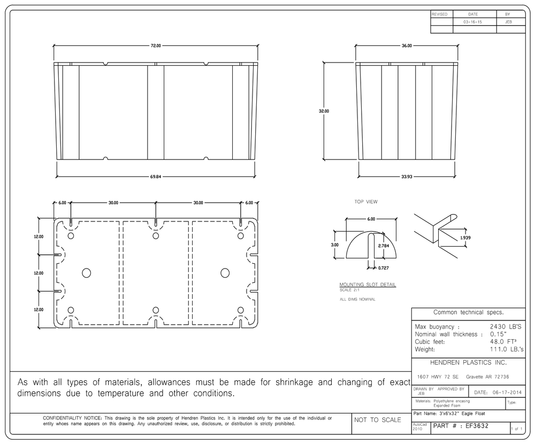 3' x 6' x 32" Dock Float