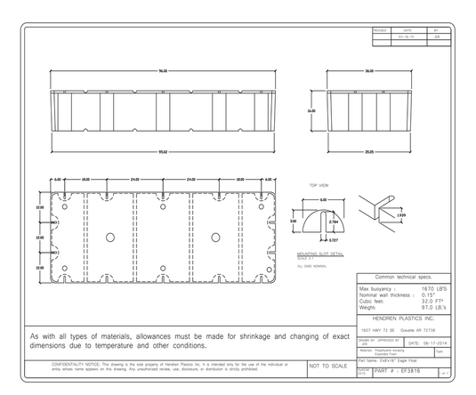 3' x 8' x 16" Dock Float