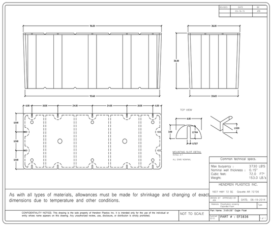 3' x 8' x 36" Dock Float