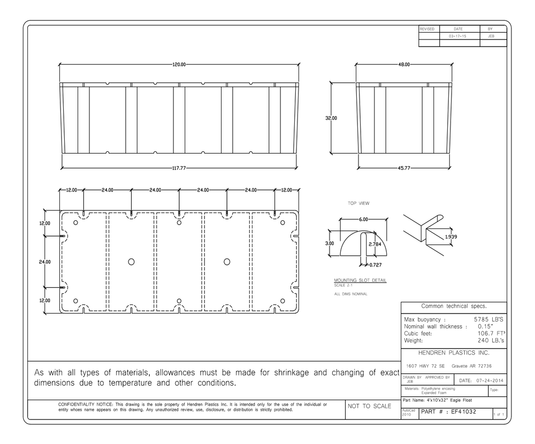 4' x 10' x 32" Dock Float