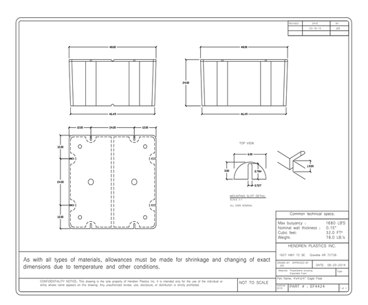 4' x 4' x 24" Dock Float