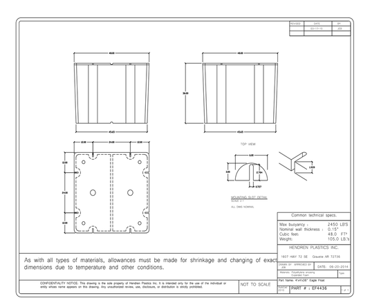 4' x 4' x 36" Dock Float